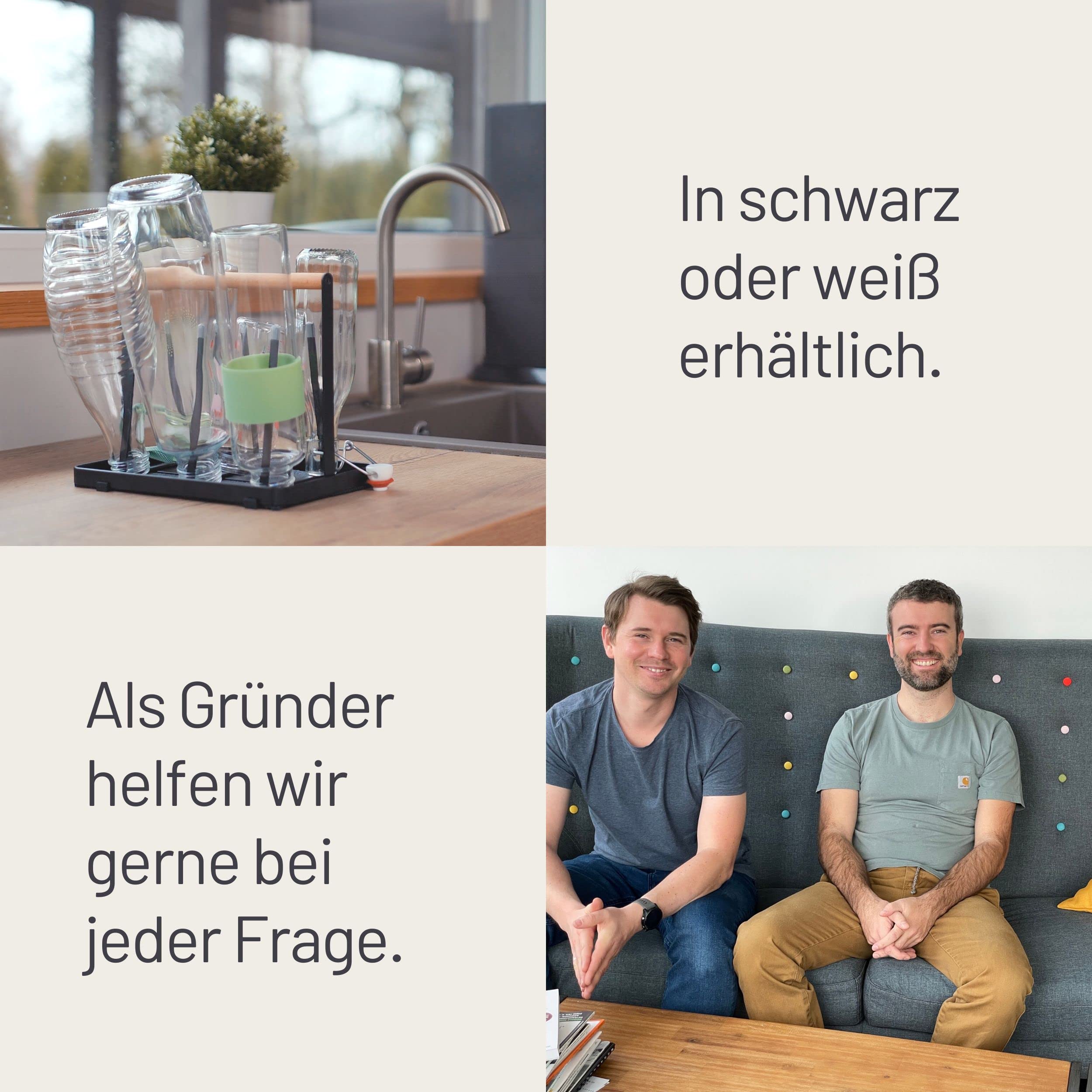 D&D Living® All-in-One Flaschenhalter für SodaStream - Abtropfgestell für Flaschen Aller Art: Duo/Crystal/Easy, Trink- und Babyflaschen - Universal-Trockenständer (Metall, Weiß)