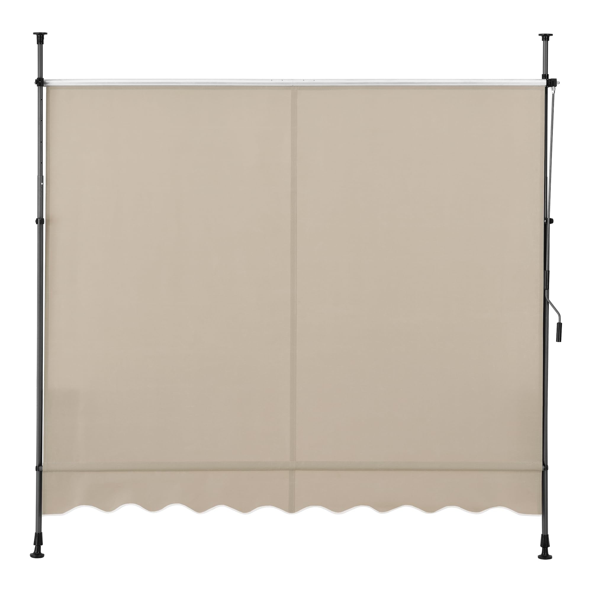 pro.tec Klemmmarkise Stem Markise ohne Bohren 150 x 120 x 220-309 cm Balkonmarkise mit Handkurbel Sonnenschutz Stahlgestell Sandfarben