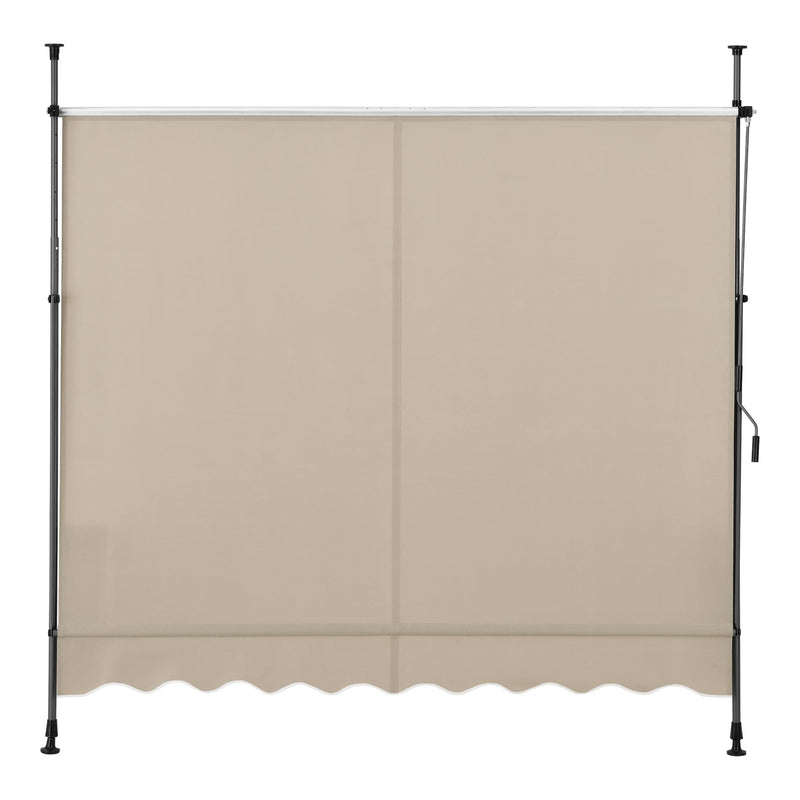 pro.tec Klemmmarkise Stem Markise ohne Bohren 150 x 120 x 220-309 cm Balkonmarkise mit Handkurbel Sonnenschutz Stahlgestell Sandfarben