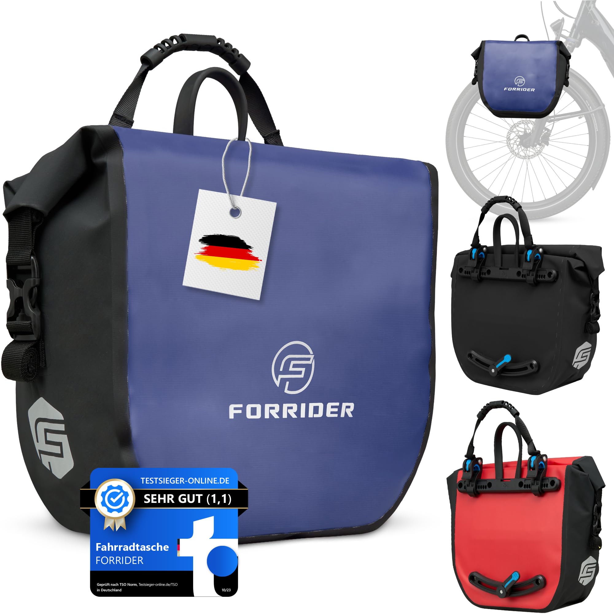 Forrider Fahrradtasche Vorne Wasserdicht [14 L] - Auch für Gepäckträger, Front Rack, Fahrrad Tasche [Neuheit 2024]