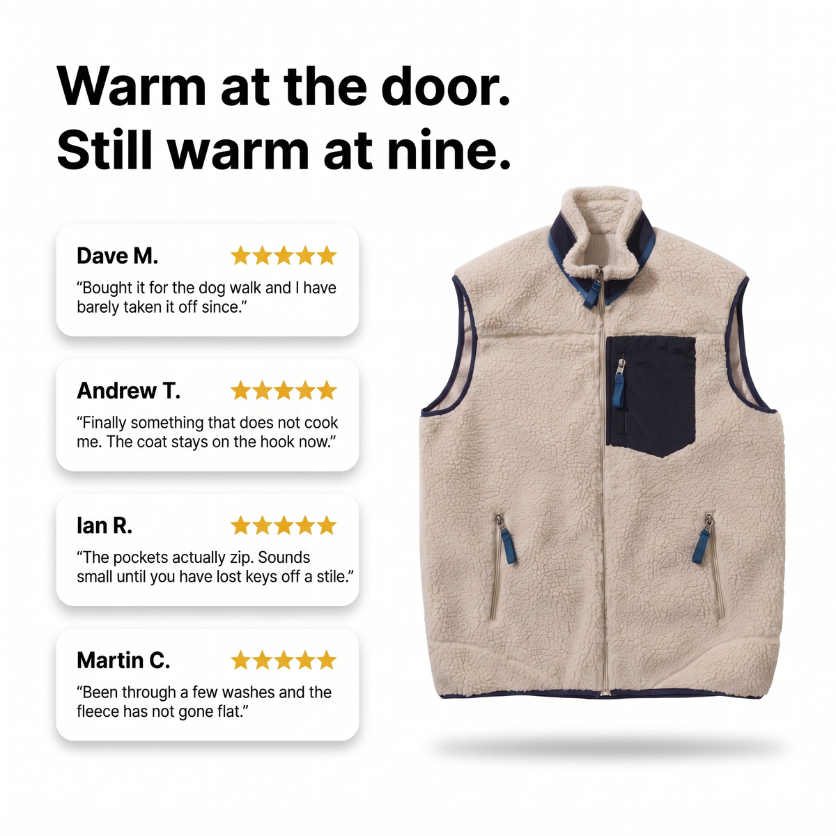 Herren Sherpa-Fleeceweste – isolierter Bodywarmer