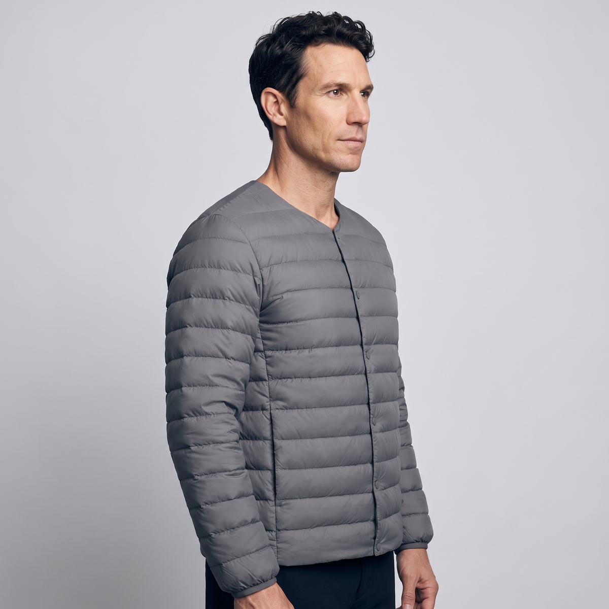 Herren Daunenjacke wandelbar – V-Ausschnitt, gesteppt, leicht