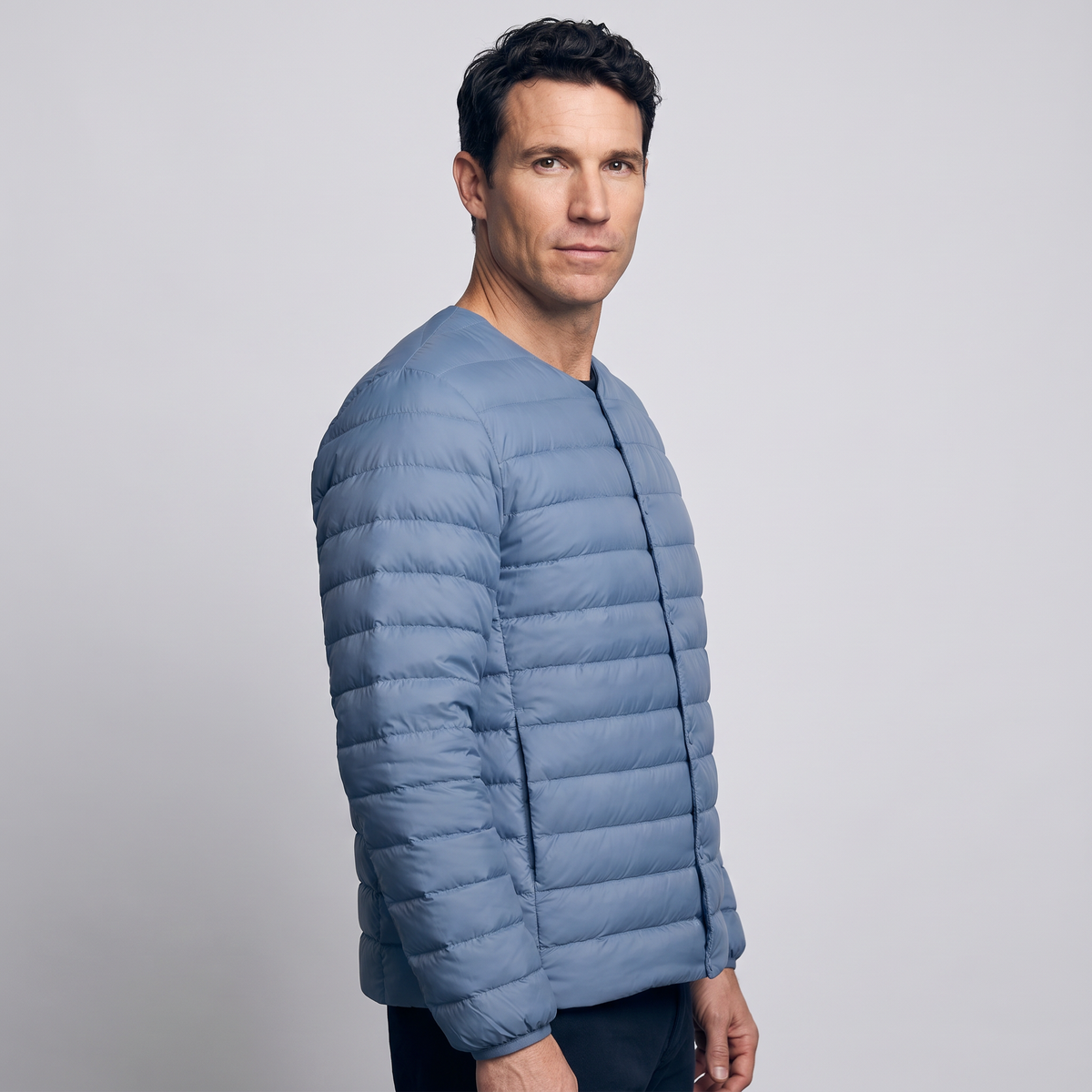 Herren Daunenjacke wandelbar – V-Ausschnitt, gesteppt, leicht