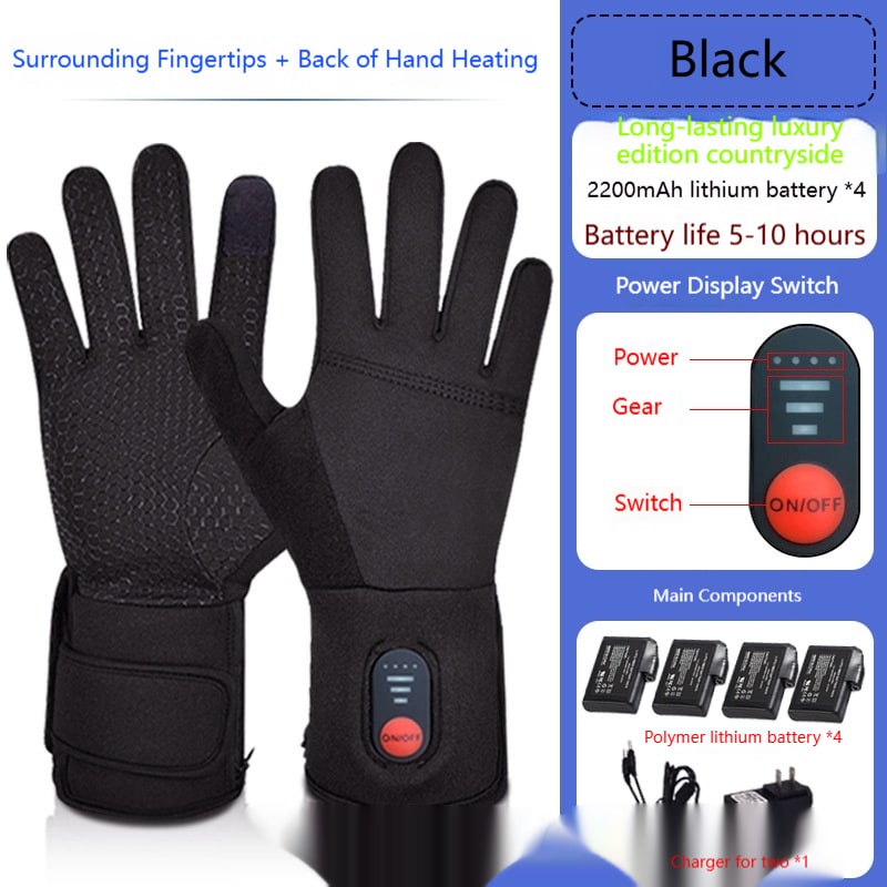 Beheizbare Winterhandschuhe mit Touchscreen-Fingerspitzen und Akkubetrieb