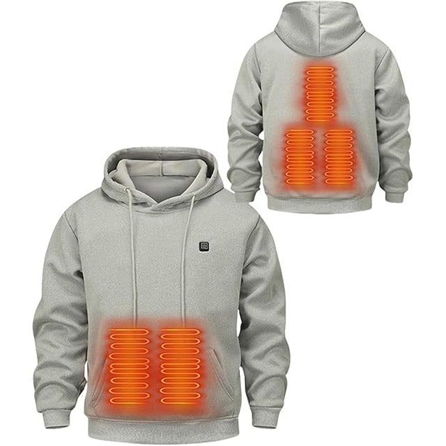 Beheizbarer Hoodie mit USB-Heizzonen und Kordelzug-Kapuze