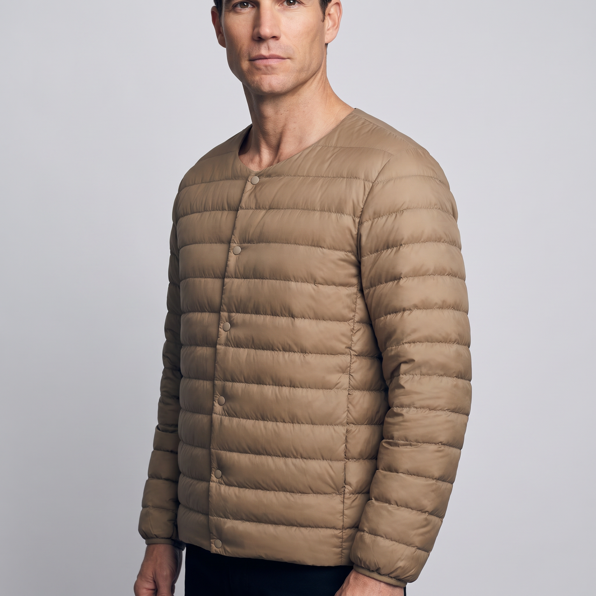 Herren Daunenjacke wandelbar – V-Ausschnitt, gesteppt, leicht