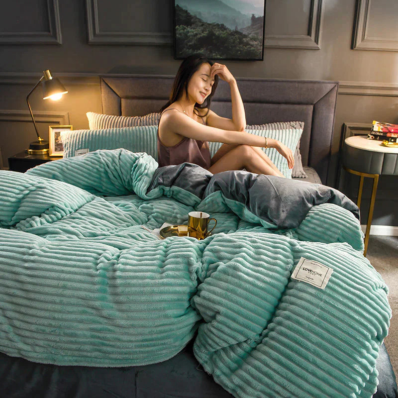 Rebolet | DreamWeave – Winter Bettbezug Samt-Fleece Schneeflocke Edition – Warm & Luxuriös