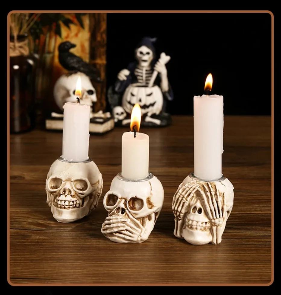 Rebolet | TotenkopfGlühen Skullight 3pc Halloween Schädel Kerzenständer Set