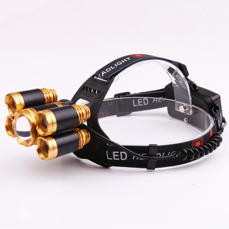 Wiederaufladbare LED-Stirnlampe mit Zoomfunktion und verstellbarem Kopfband