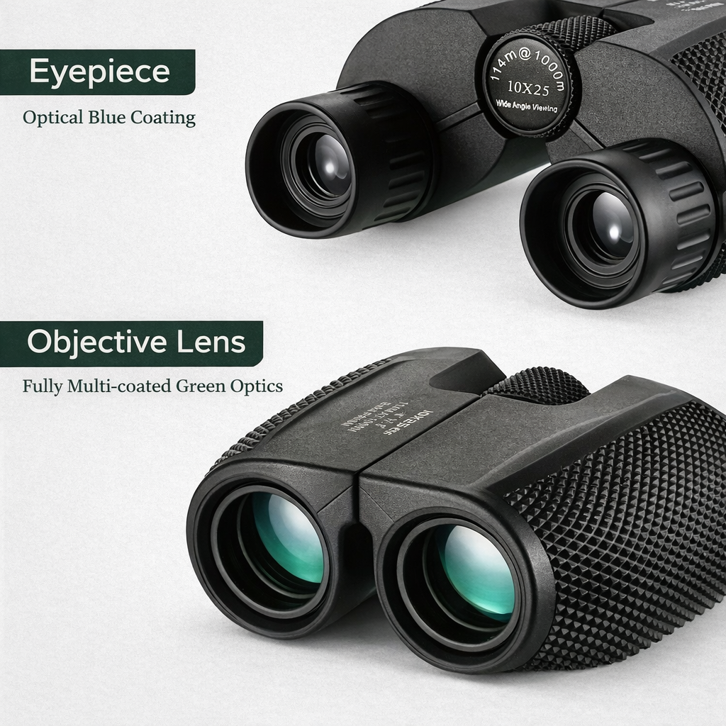 Kompaktes Fernglas 10x – 25-mm-Objektive für Outdoor-Beobachtung