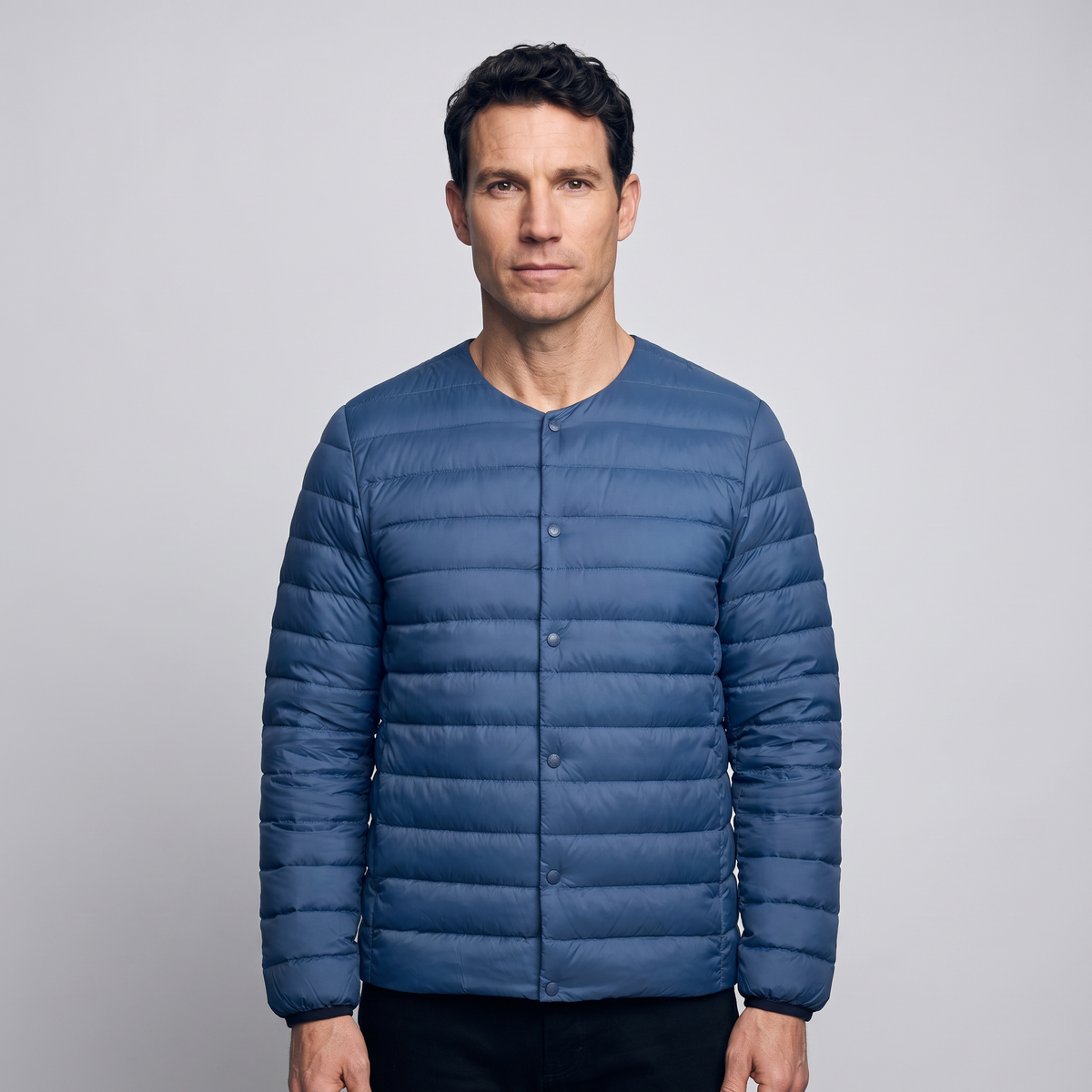 Herren Daunenjacke wandelbar – V-Ausschnitt, gesteppt, leicht