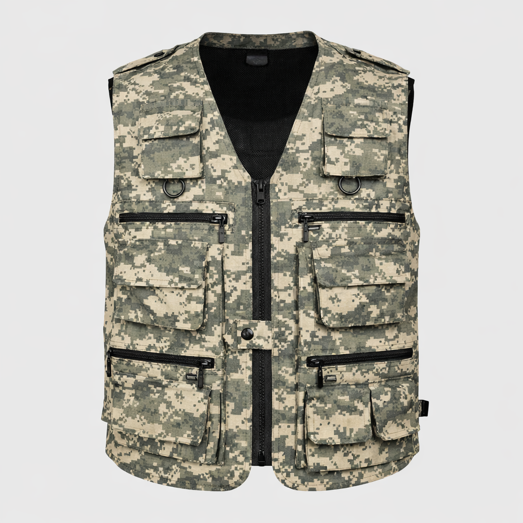 Herren Camouflage-Utility-Weste – Multitaschen-Feldweste