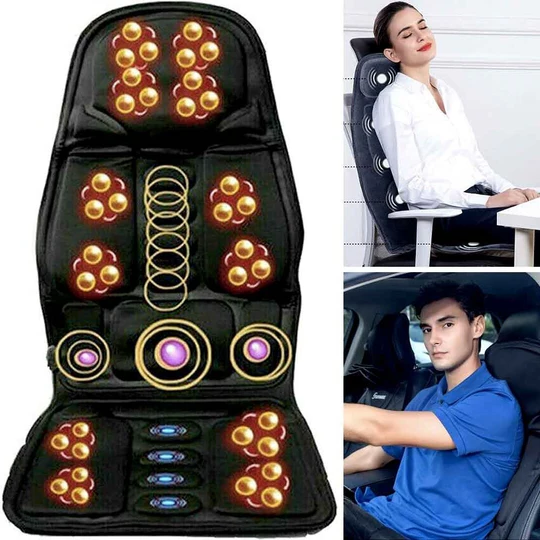 Rebolet | 8 Modi Massagestuhlauflage mit beheiztem Rücken-Nacken-Kissen für Auto & Zuhause
