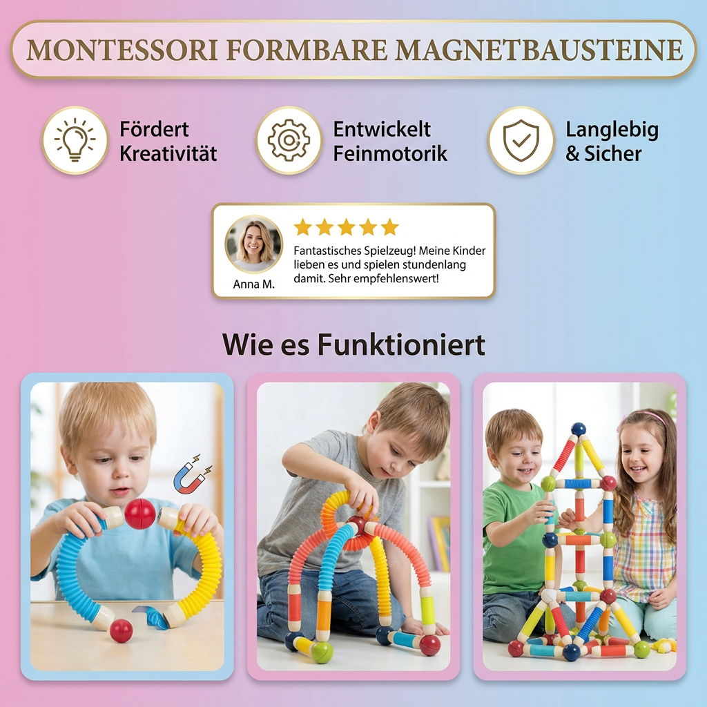 Rebolet | Montessori Magnetbausteine Formbare Bausteine