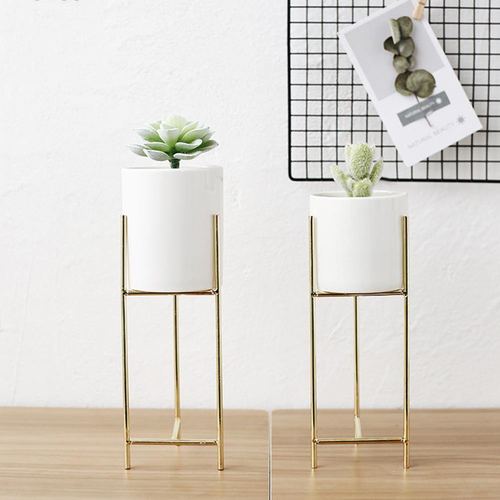 Rebolet| Keramik Blumentopf mit Metallständer | Modernes Minimalistisches Design