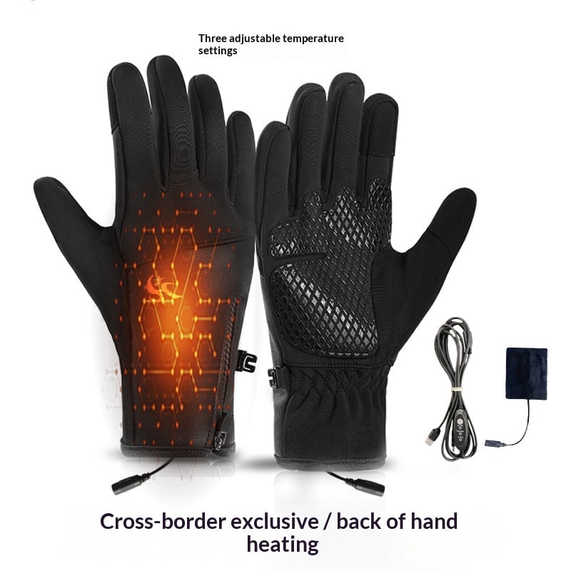 Beheizbare Handschuhe mit USB-Anschluss und Touchscreen-Fingerspitzen