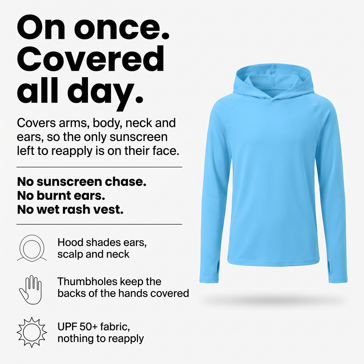 Kinder Sonnenhoodie UPF 50+ – langärmliges UV-Oberteil