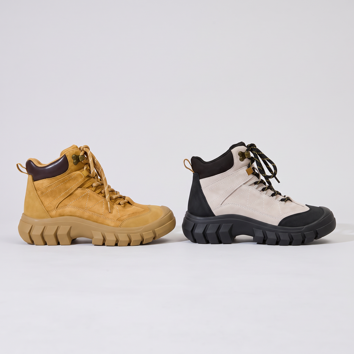 Damen Wanderstiefel – Wildleder-Knöchelstiefel mit klobiger Profilsohle