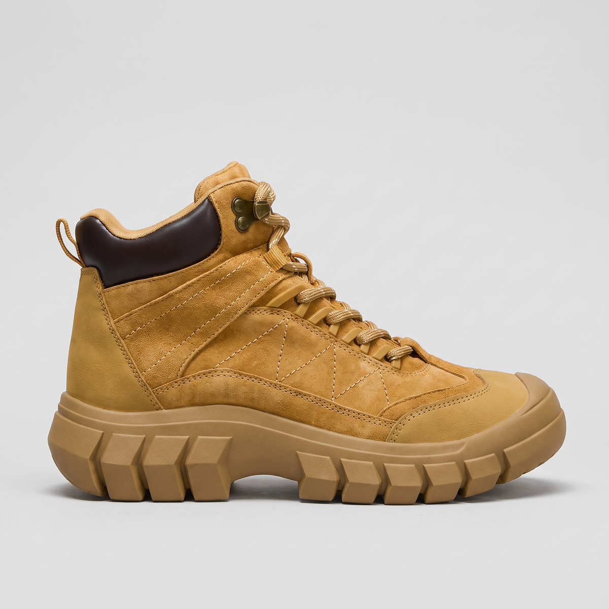 Damen Wanderstiefel – Wildleder-Knöchelstiefel mit klobiger Profilsohle