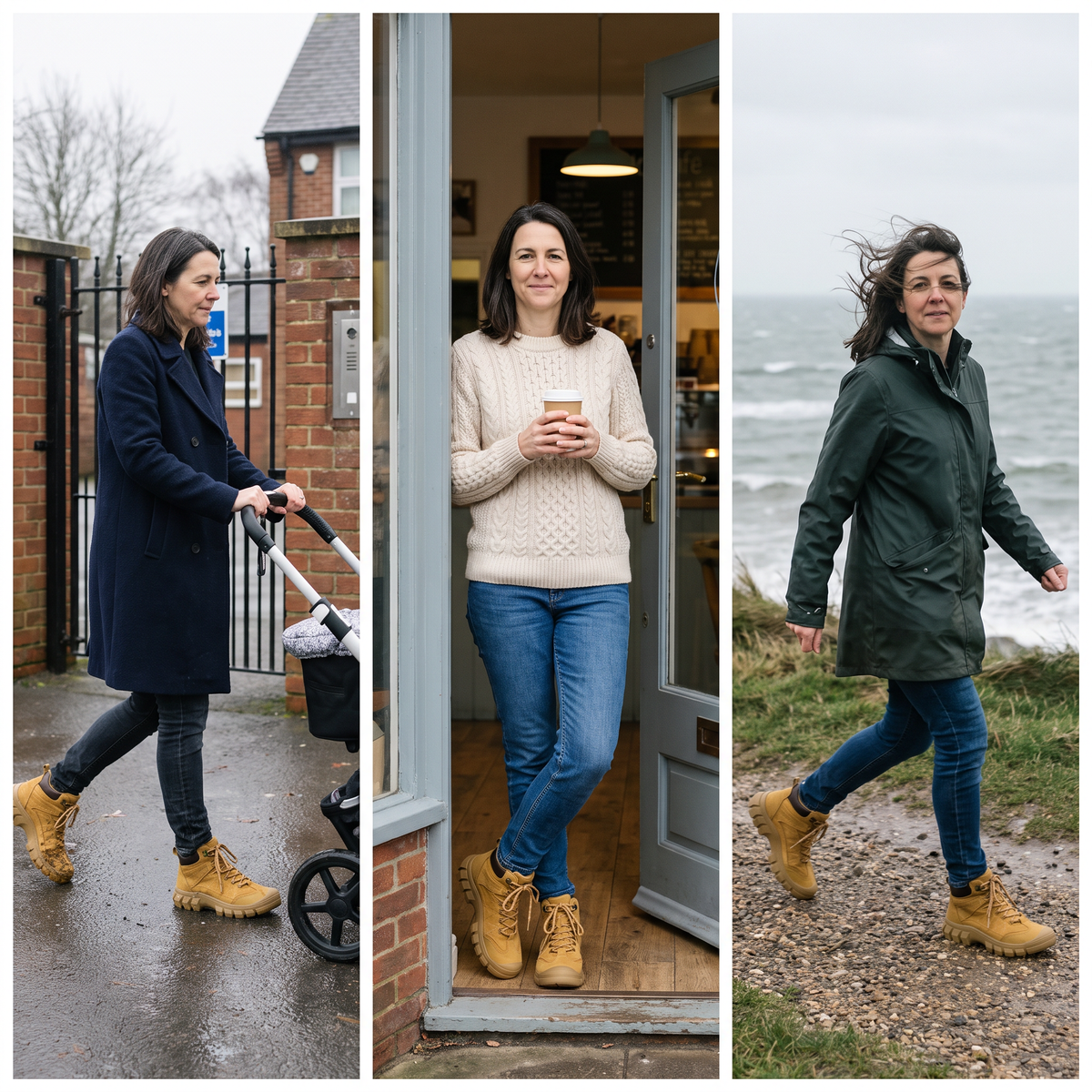 Damen Wanderstiefel – Wildleder-Knöchelstiefel mit klobiger Profilsohle