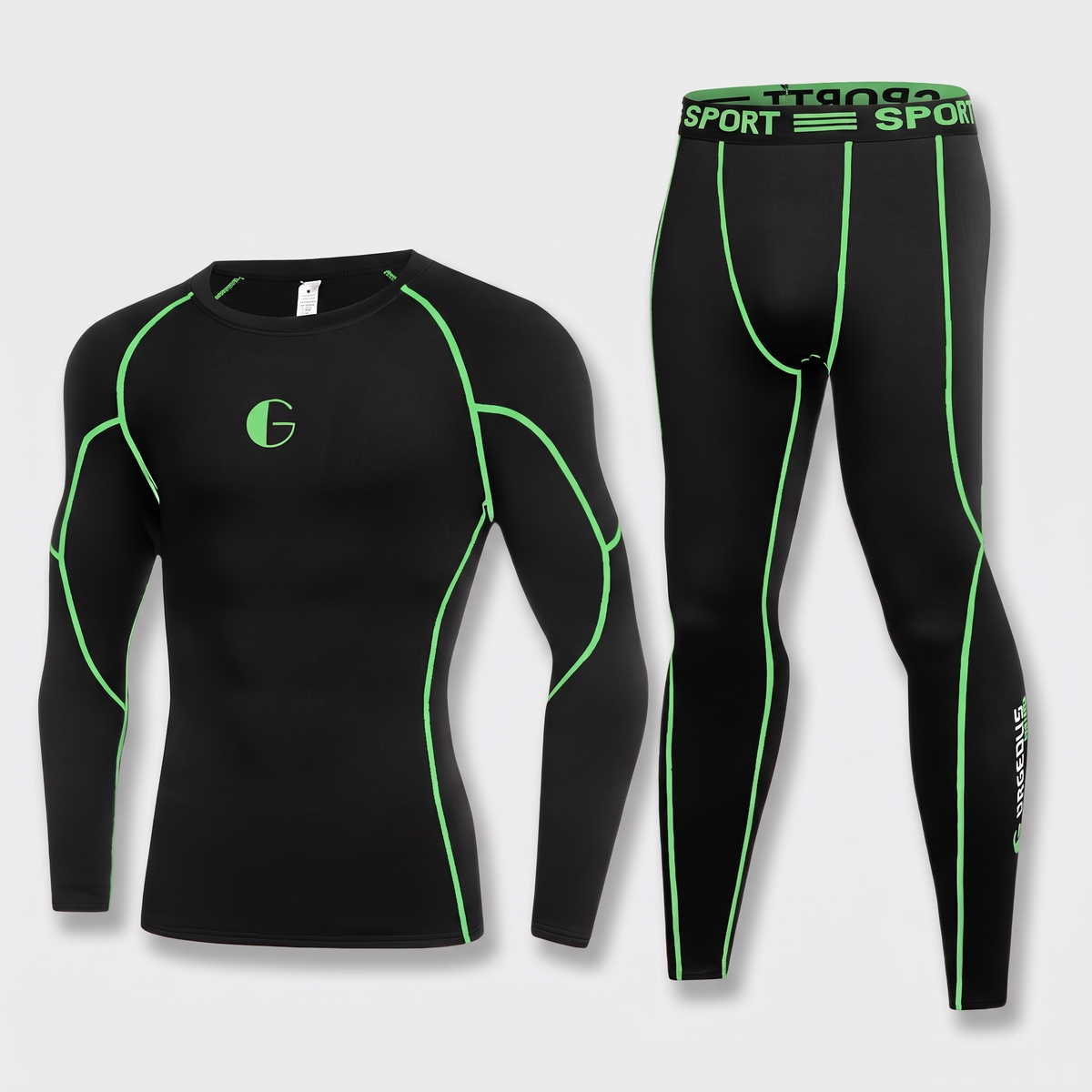 Herren Basislayer-Set – Fleece-gefüttertes Thermo-Oberteil und Tights