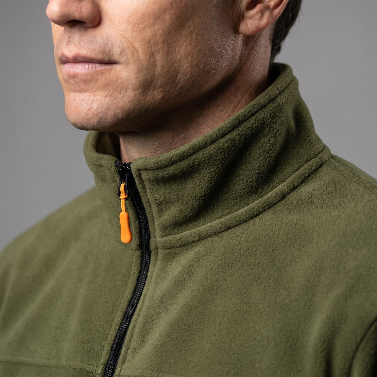 Herren Fleecejacke mit durchgehendem Reißverschluss und Stehkragen – Wander-Midlayer