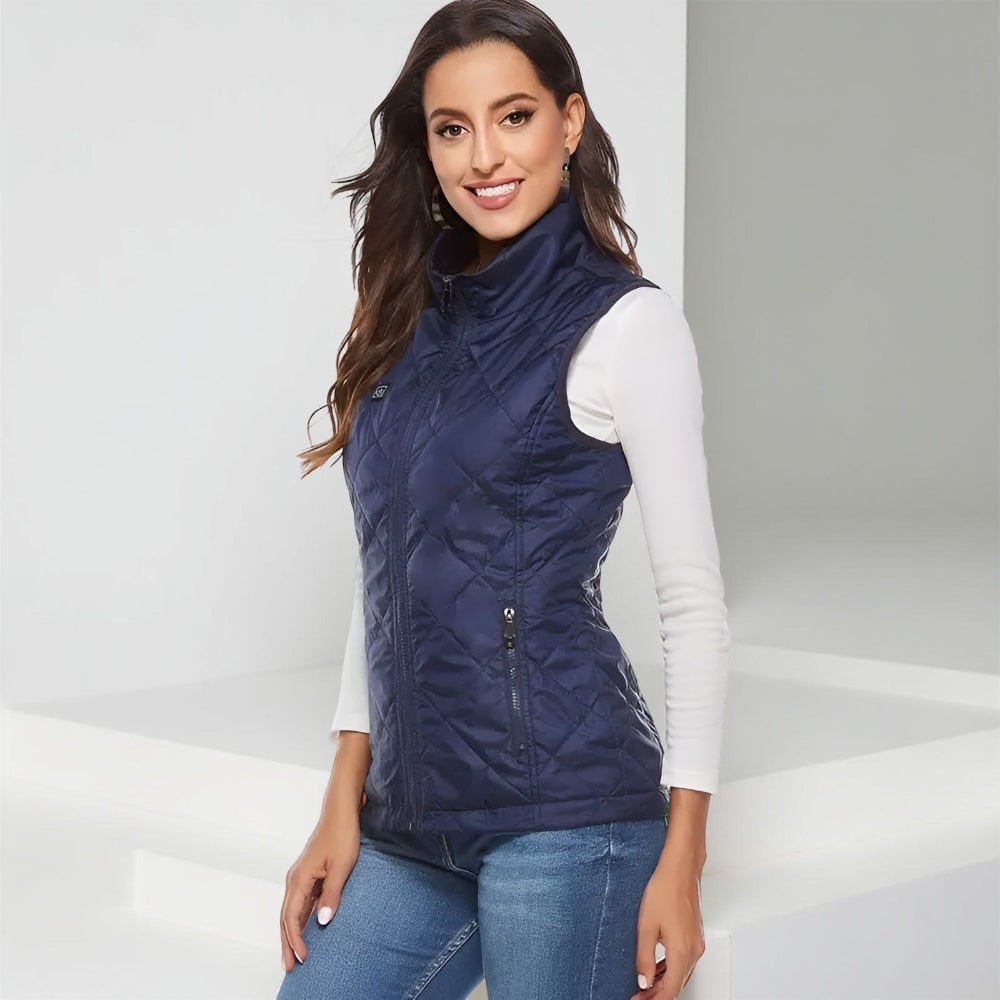 Damen-Heizweste mit Steppdesign und Stehkragen